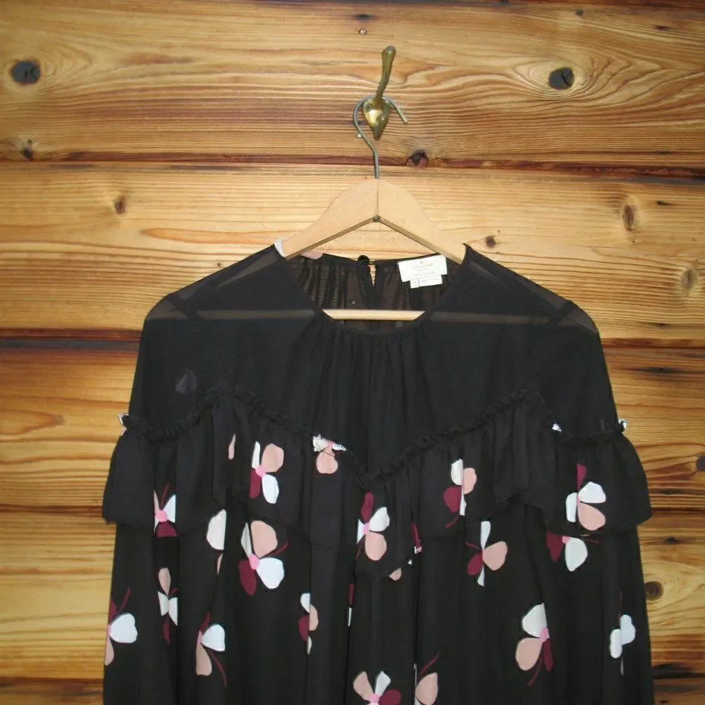 Kate Spade Black Floral Top Blouse